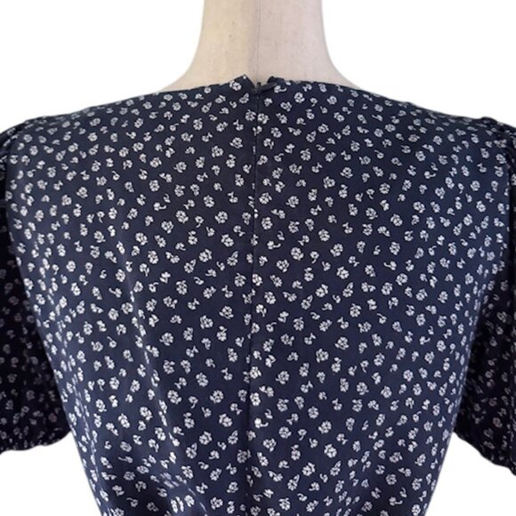 Reformation Kelby Midi Dress in Navy Blue White Floral Short Sleeve A Line M EUC - Picture 12 of 16